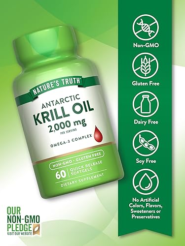 Miniatura 3 de Nature's Truth Aceite de krill antártico de 2000 mg cápsulas blandas | 60 unidades | Omega-3 con EPA y DHA | Suplemento sin OMG y sin gluten