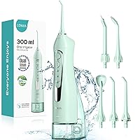 Vista 13 de COSLUS Hilo Dental de Agua: Irrigador Oral Portátil Inalámbrico 300ML Recargable Limpiador de Viaje IPX7 Impermeable Máquina de Hilo Dental