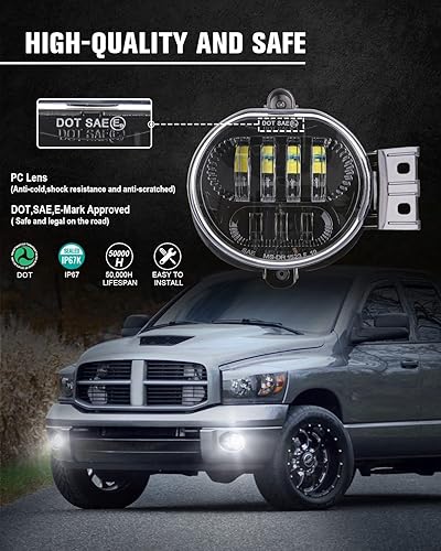Miniatura 2 de BICYACO Nueva versión LED antiniebla compatible con Dodge Ram 1500 2002-2008 Dodge Ram 2500/3500 Pickup Truck 2003 2004 2005 2006 2007 2008 2009-1