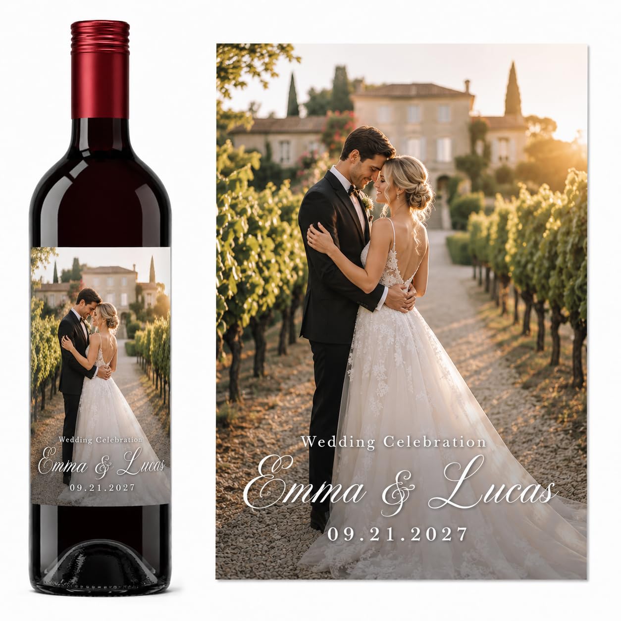 Etichette personalizzate del vino della foto Adesivi personalizzati della bottiglia di | Bomboniere, festa di compleanno, regali di anniversario, addio al nubilato, etichette champagne, carica il tuo design