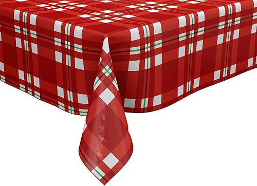 Mantel rectangular a cuadros de Navidad, mantel rojo a cuadros para decoración de cocina de granja, decoración de cocina, comedor, 60 x 84 pulgadas