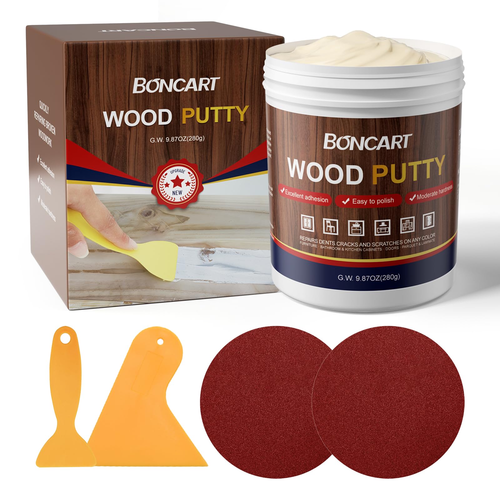 Wood Filler, White Oak Wood Putty, 9.87 Ounces - Repairs Broken Wooden Furniture
