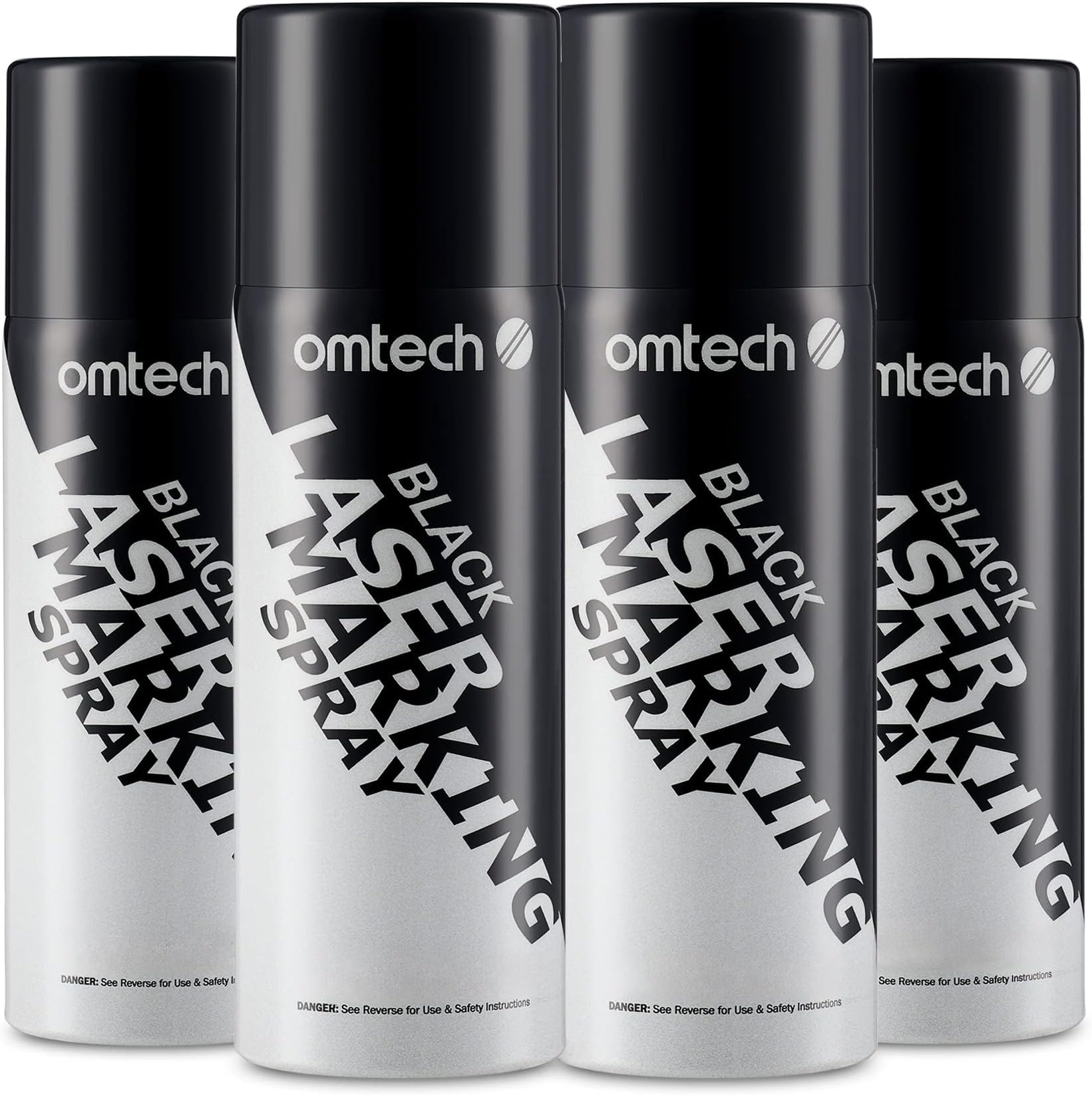 OMTech Laser Marking Spray, Metal Laser Marking Fluid for CO2 Laser Engravers,4X 8oz Aerosol High Contrast Black Spray for Laser Engraving Metal, Laser Ink Agent for Aluminum Stainless Steel More