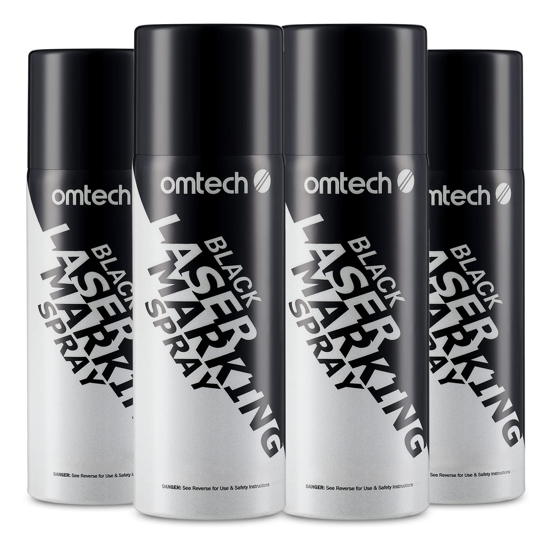 OMTech Laser Marking Spray, Metal Laser Marking Fluid for CO2 Laser Engravers,4X 8oz Aerosol High Contrast Black Spray for Laser Engraving Metal, Laser Ink Agent for Aluminum Stainless Steel More