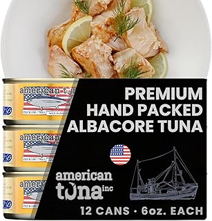 American Tuna Sushi-grade Wild Albacore Tuna Fish - with Sea Salt, MSC Certified, Sustainable Pole Wild Caught - 6 oz cans | Pack of 12 | Premium Canned Tuna for Health and Flavor Enthusiasts!