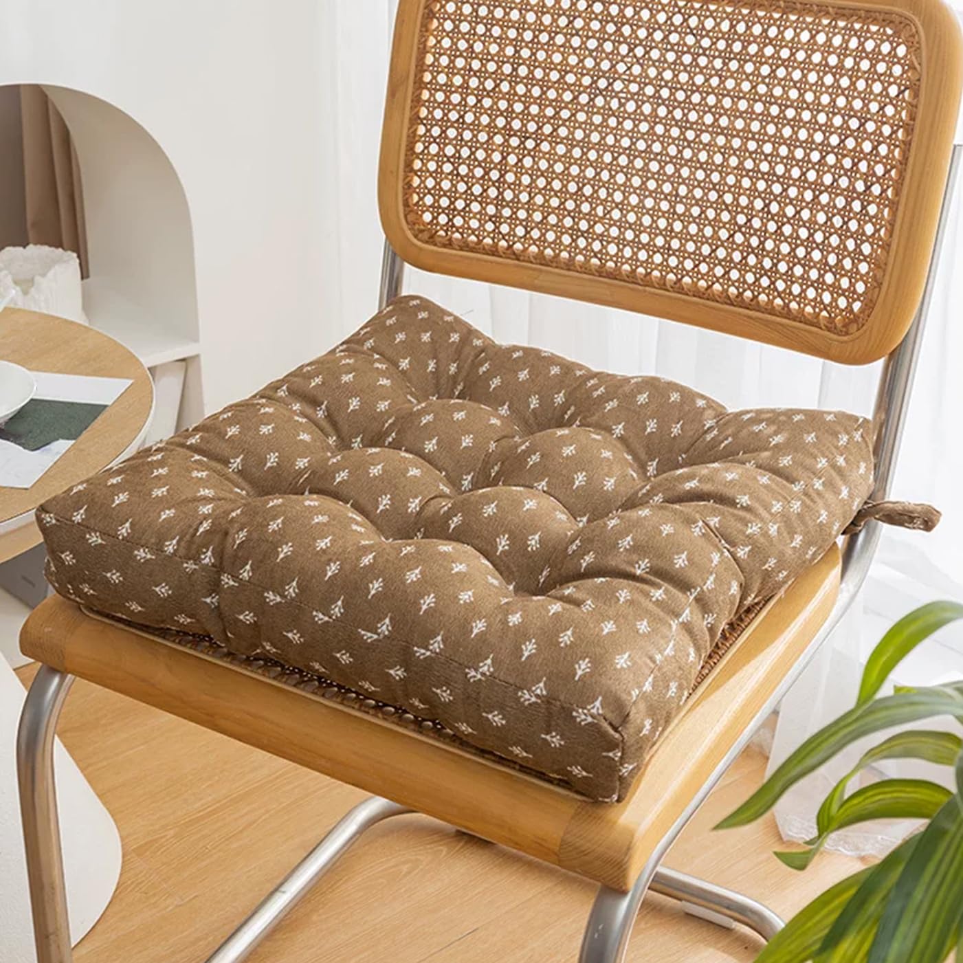 Coussin de siège carré en velours côtelé 45x45 cm avec attaches