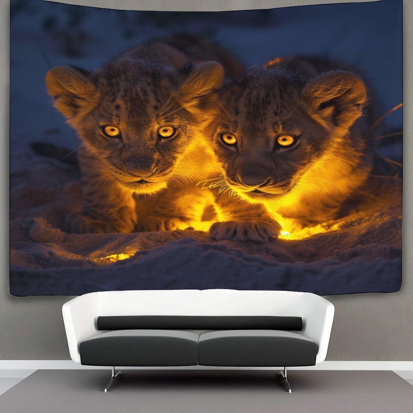 kaiyun 150cmx200cm Tapestry Lion Cubs Tapestries Animal 3D Printing Wall Hanging Home Decorations