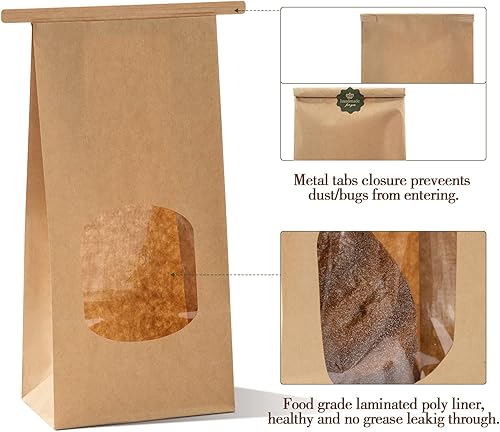 Miniatura 4 de Tenare 50 bolsas de panadería con ventana, bolsas de papel kraft de estaño de Navidad y 60 piezas preciosas hechas a mano para sellar etiquetas
