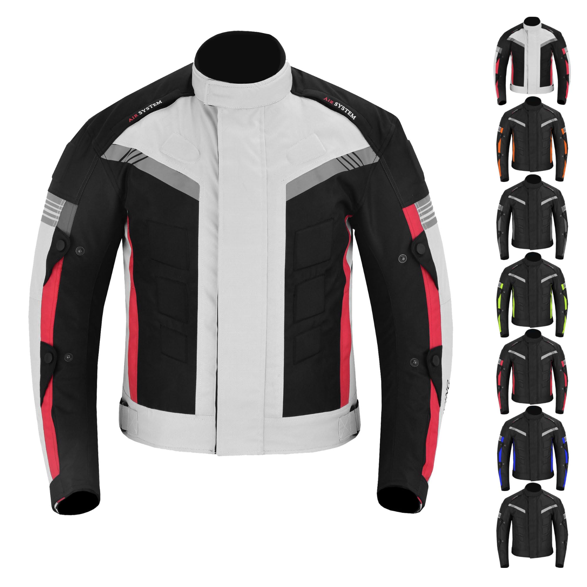 Vaster Moto Wasserdichte Motorradjacke, CE Armor Cordura Motorradjacke, winddichte Schutzausrüstung, Ganzkörperschutz, für Herbst, Sommer, Winter für Herren, Silber, 5X-Large