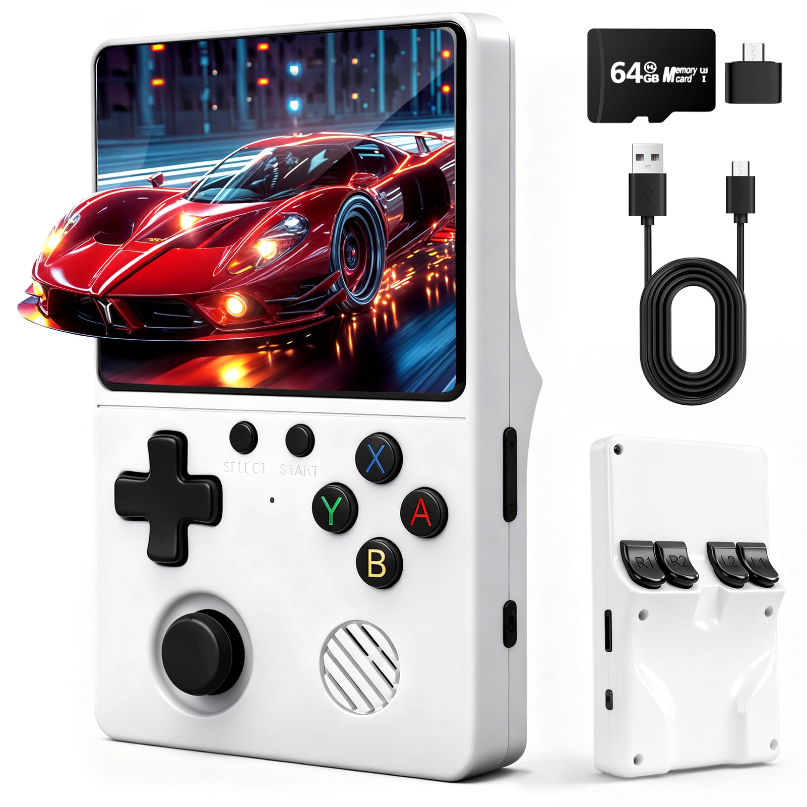 Ertisa Console da gioco retrò portatile con 20000+ giochi classici, 3,5'' schermo IPS console retrò 3000mAh batteria 64GB Console videogiochi Supporta 30+ emulatori/sistema Linux Mini arcade tascabile