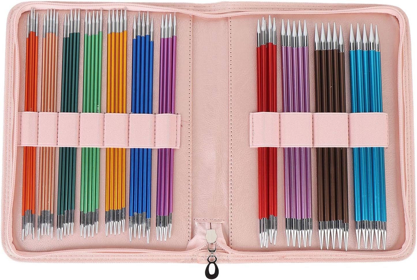 TYTOGE 55PCS Double Pointed Needles Aluminium Oxide Color Straight Knitting Needle Set for Sweater Scarf Hat