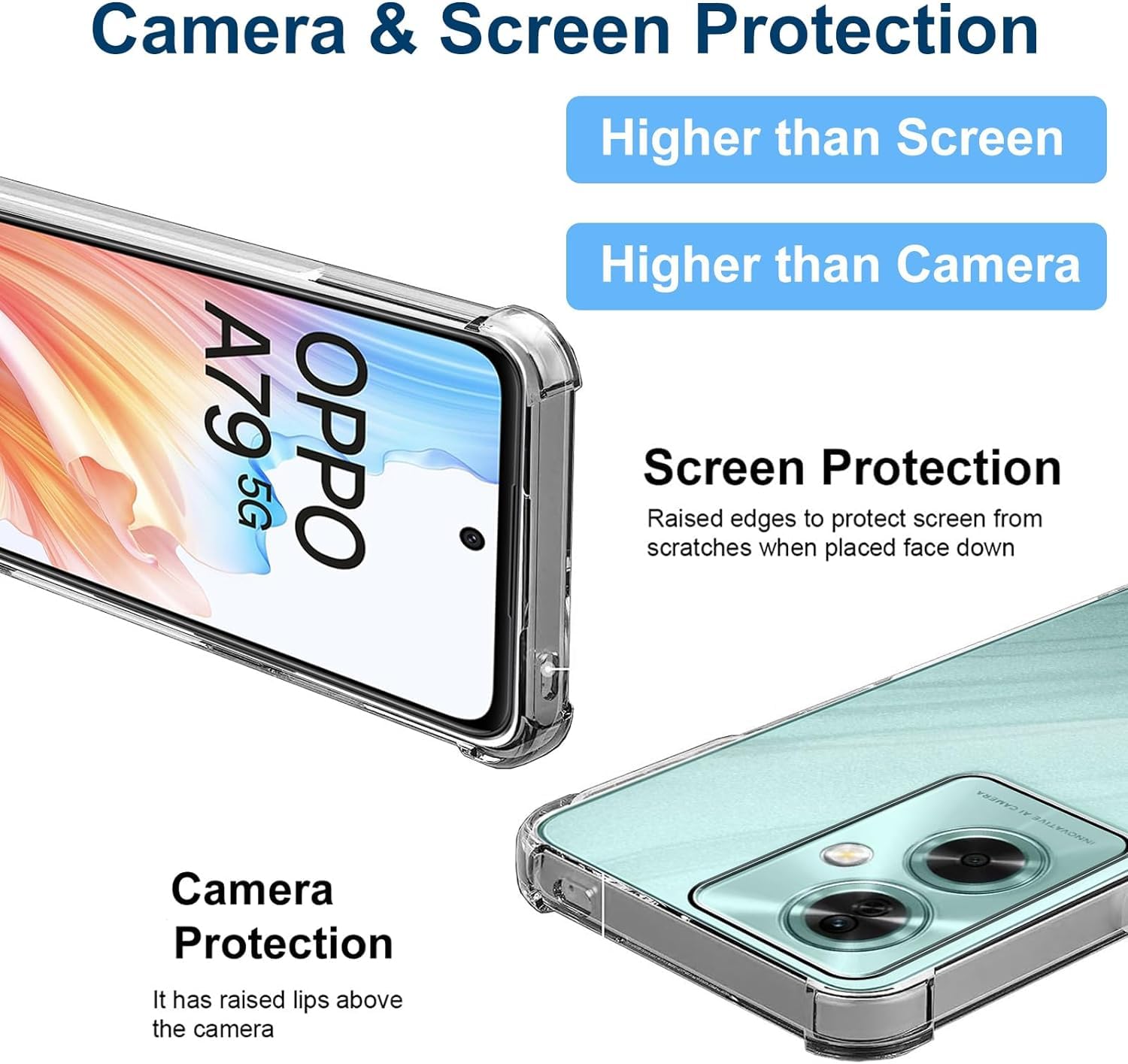Paekear Custodia Con Cordino Per OPPO A79 5G - Cover Trasparente Morbida Antiurto Con Tracolla Regolabile, Nero - 3