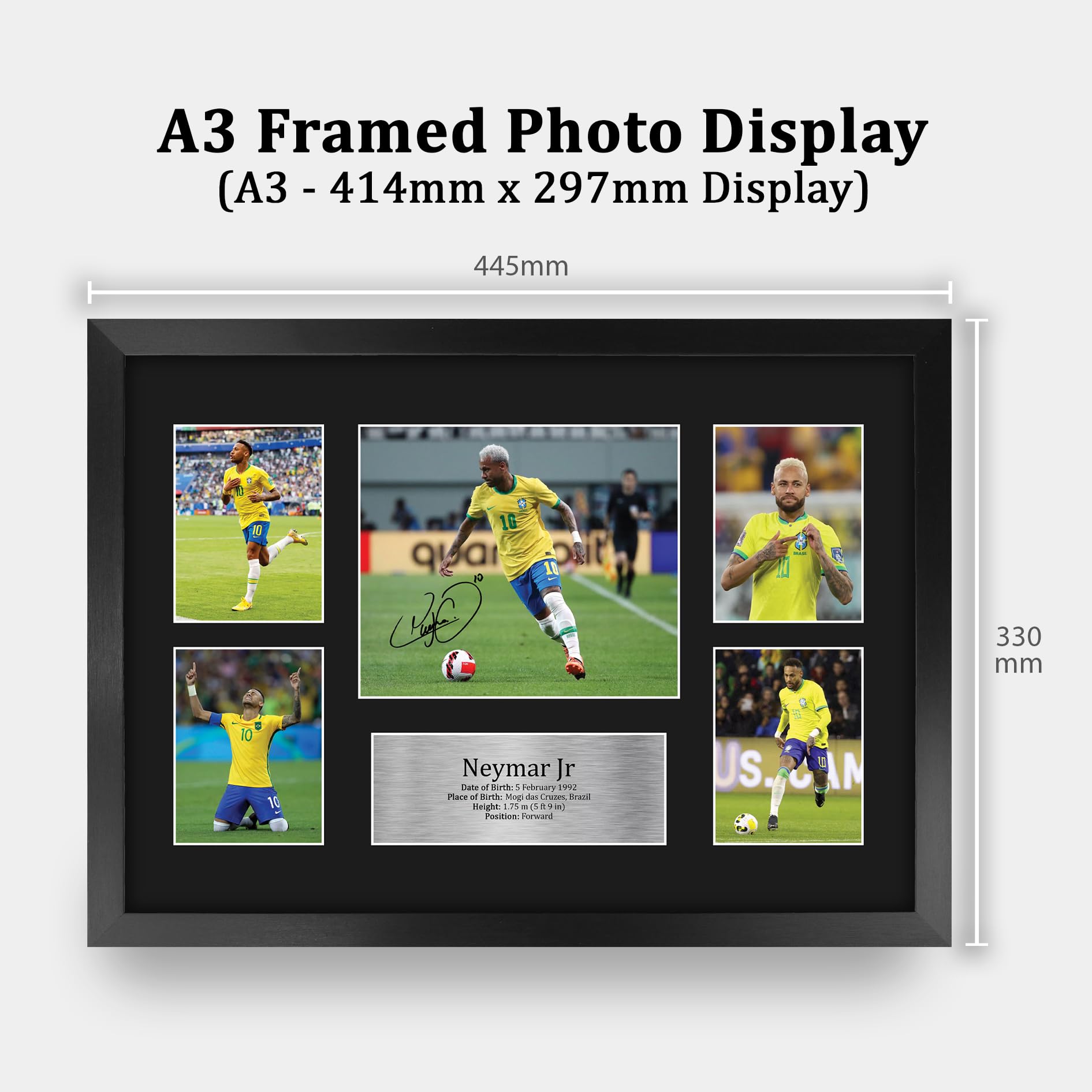 HWC Trading FR A3 Neymar Jr Brazil Exhibición Firmada De La Fotografía Del Autógrafo De Los Recuerdos Impresos Para Los Aficionados Y Los Partidarios Del Fútbol - A3 Enmarcado
