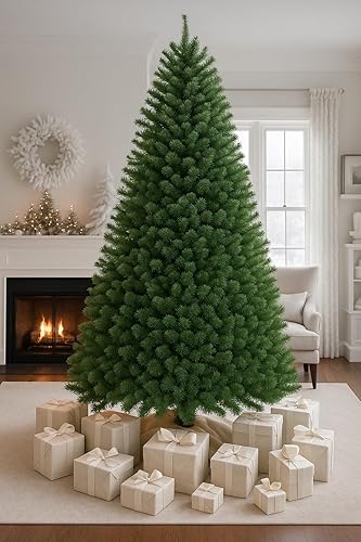 DWVO Unlit Full Artificial Christmas Tree 6ft, Green Realistic Fake Spruce Chris