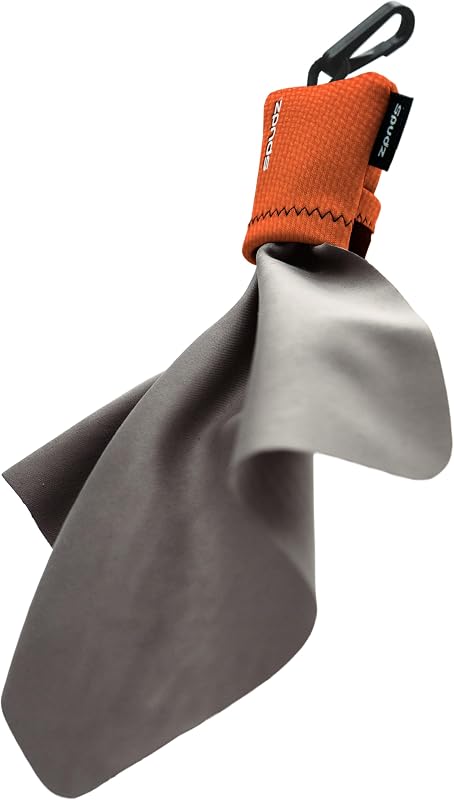 Ultra Microfiber Lens Cleaner with Closeable Bottom – Clip-On Pouch, Washable – for Binoculars, Scopes, Glasses, Screens | Ultra Blaze Orange, 6 x 6 Inch