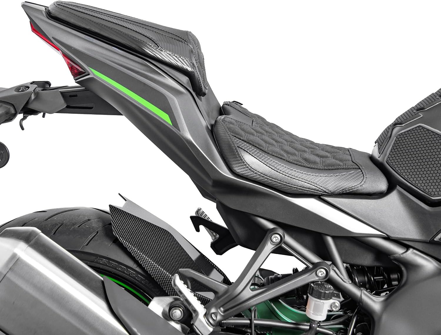 Motorcycle Driver Seat for Kawasaki ZX-4R ZX-4RR 2023 2024 2025 ZX4R ZX4RR Front Pillion Solo Cushion Cover Pad Set (Rider-Carbon Fiber Look)
