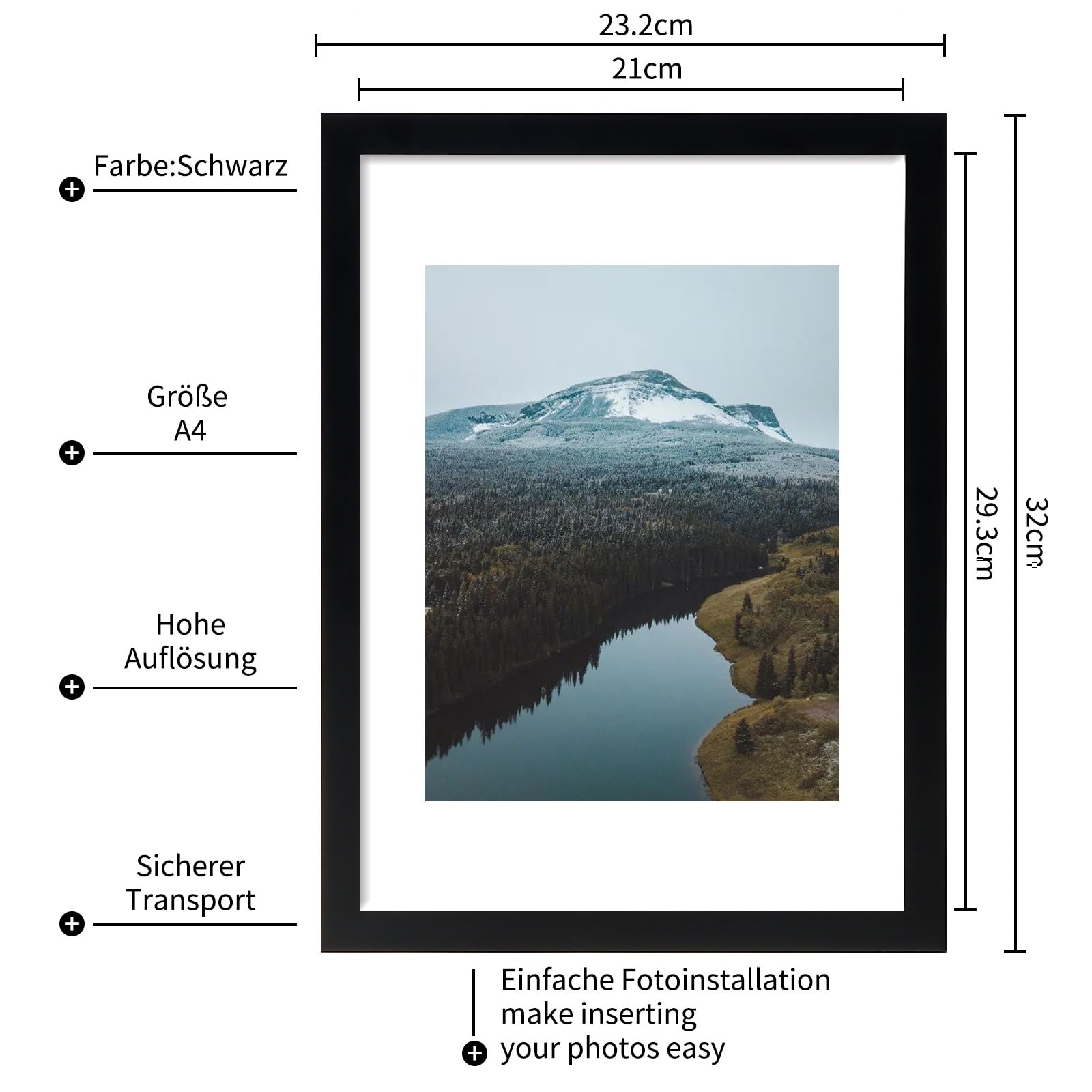 Cadre 50x70 Noir Bois MDF, Cadre Pour Puzzle 50x70 Et Posters, Cadre Photos Avec Verre Acrylique Incassable, Cadre Photo 70x50 à Suspendre, Cadre Poster 50 X 70 Avec Accessoires | Boutique
