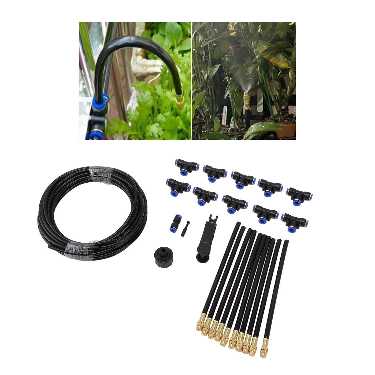 360 Degree Adjustable Bendable Nozzle Versatile Above Ground Sprinkler System DIY Plant Watering Set for Greenhouse Outdoor Plant Watering (US Standard)