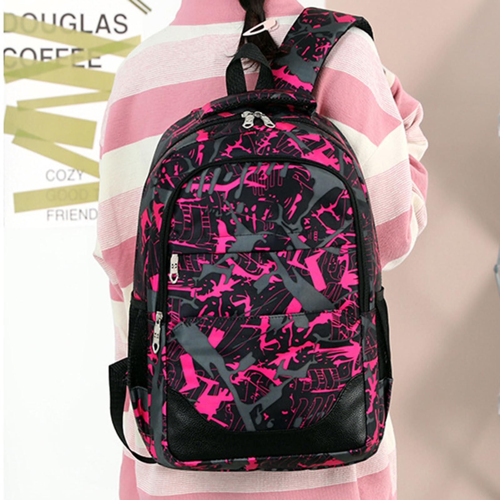 Générique Camouflage École Primaire Noir Sac à Dos Bandoulière Garçons École de Campus Cartables Bleu pour Filles Ado Filles Sac d'école Primaire avec Trousse et Sac Bandoulière