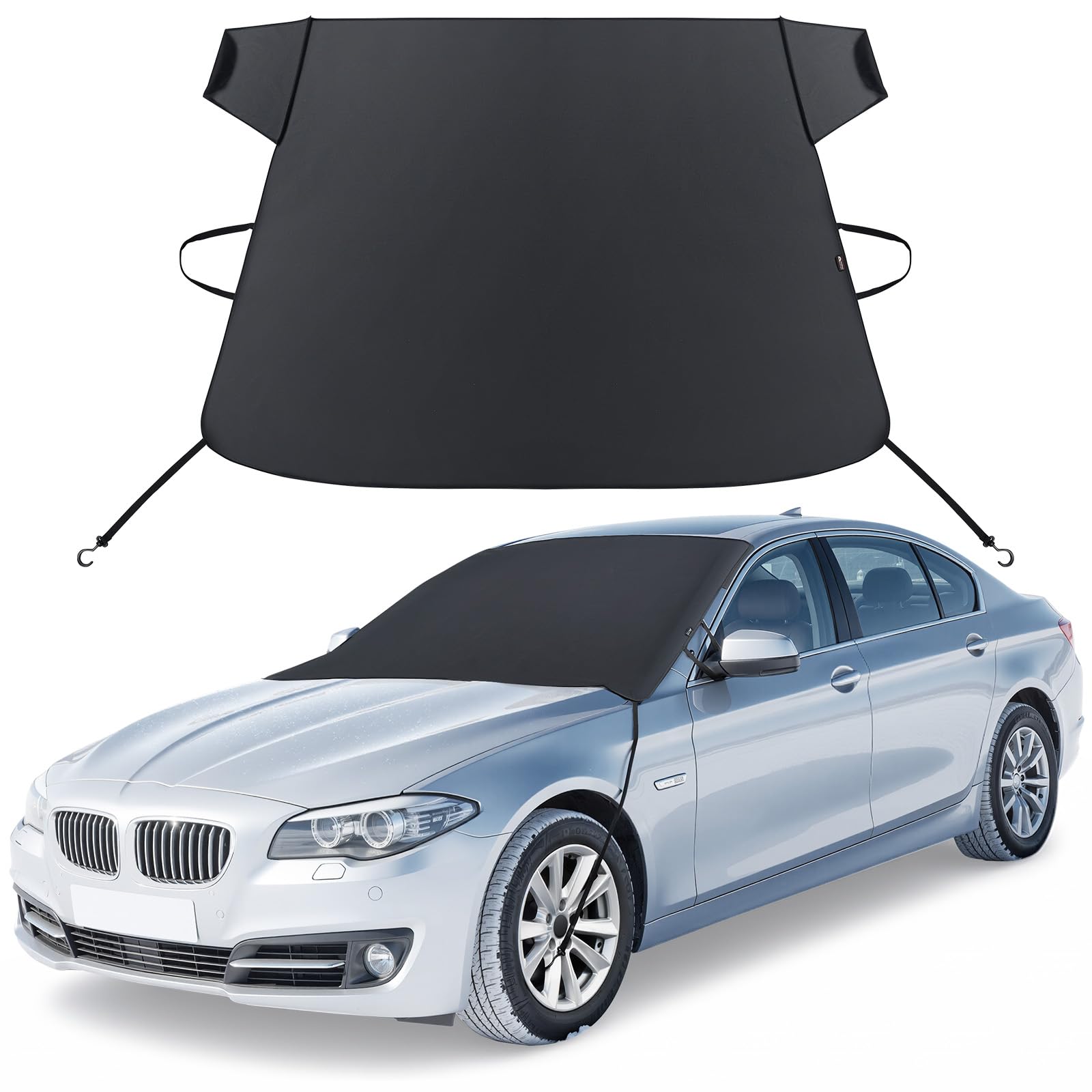 Coverado Windshield Cover for Ice and Snow Durable 600D Oxford Fabric Waterproof Heavy Duty Winter Windshield Frost Protector