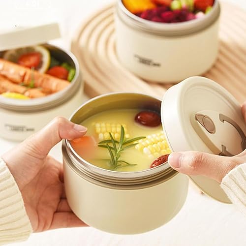Miniatura 6 de Juego de recipientes de almuerzo aislados portátiles, caja de acero inoxidable apilable separada con bolsa térmica, caja de alimentos calientes para