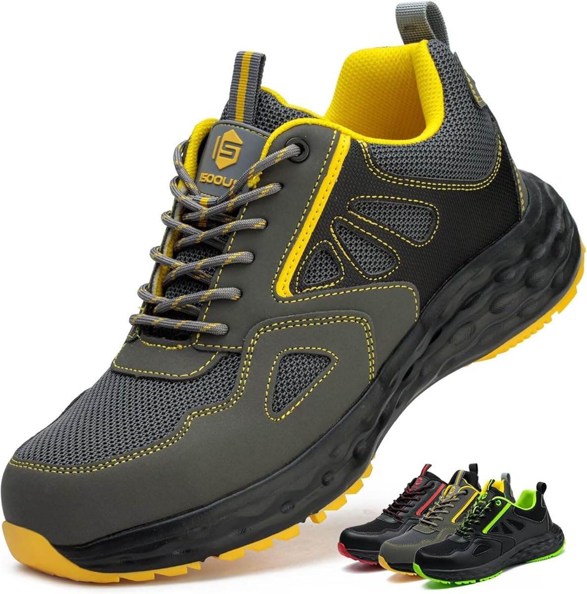 Zapatos de Seguridad para Hombre Mujer Zapatillas Trabajo Puntera de Plástico Ligero Calzado de Seguridad Comodo Transpirables