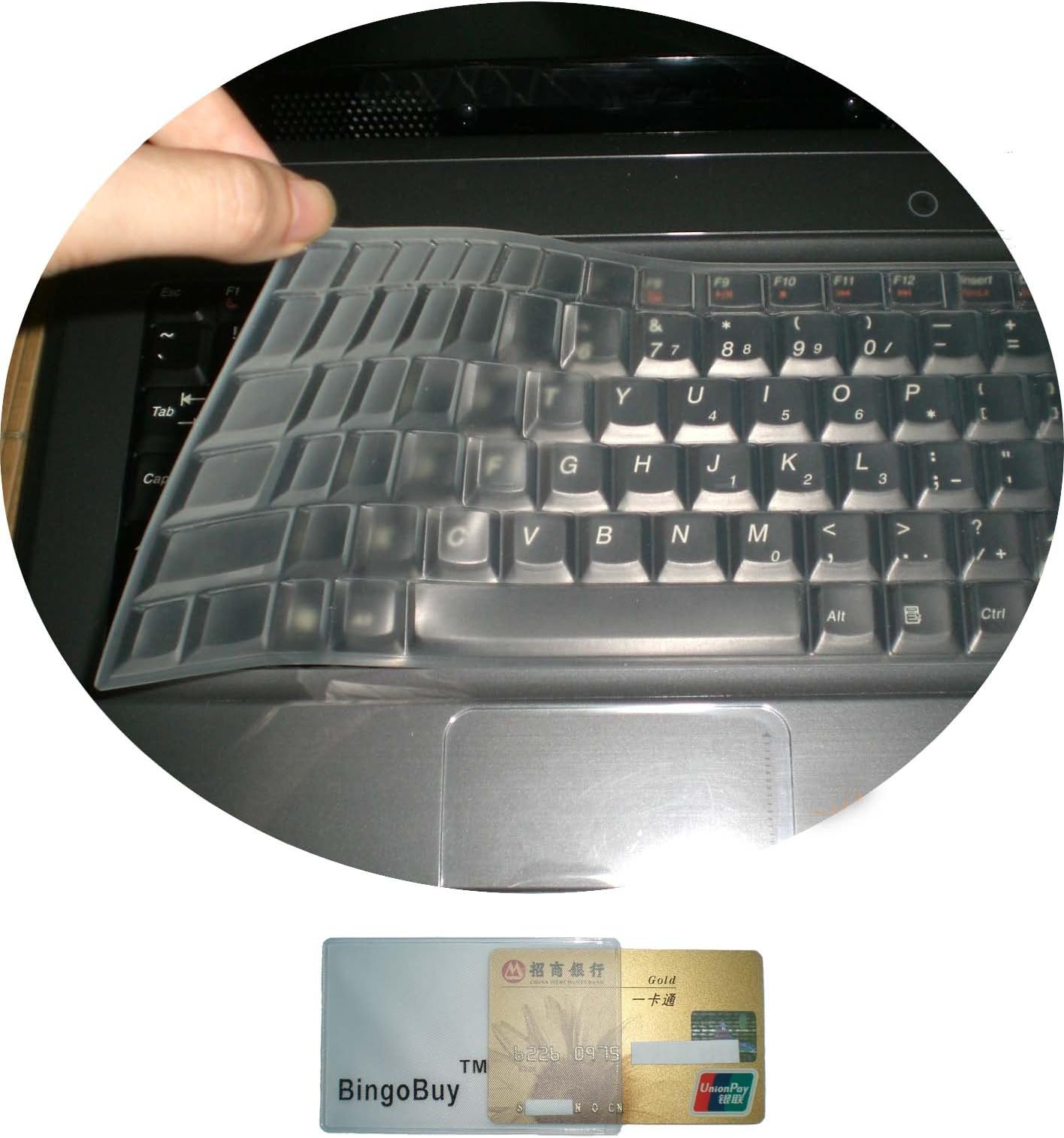 BingoBuy Clear Ultra thin Backlit Silicone Keyboard Protector Skin Cover for ASUS Transformer Book TX300, Taichi 31, ZENBOOK UX31E, UX31A, UX32A, UX32VD, UX301 LA, UX301LA, UX302 LG, UX302LG, UX303LA, UX303LN, UX42, Q302LA (if your "enter" key looks like "7", our skin can't fit)with BingoBuy Card Case for Credit, Bank, ID Card