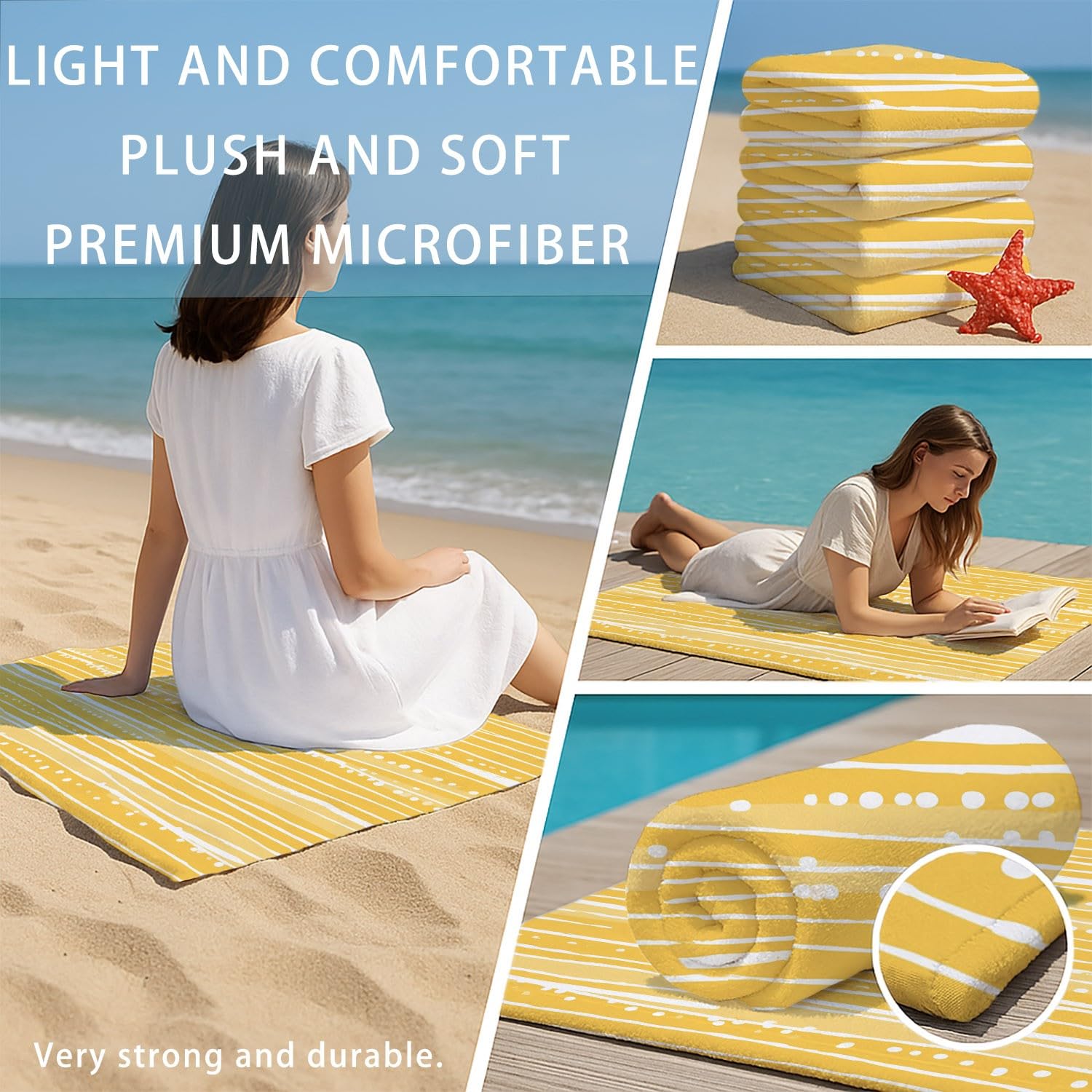 Telo mare moderno nordico, extra large, 200 x 100 cm, in microfibra, senza sabbia, ad asciugatura rapida, accogliente, luminoso, fresco, caldo, a righe, astratto, ideale come regalo per le vacanze per