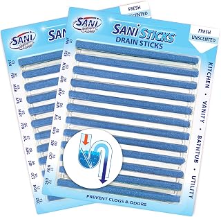 Sani Sticks Drain Cleaner & Deodorizer | Non-Toxic, Enzyme Formula to Eliminate Odors & Helps Prevent clogged Drains | Septic Tank Safe | 24 Pack, Unscented