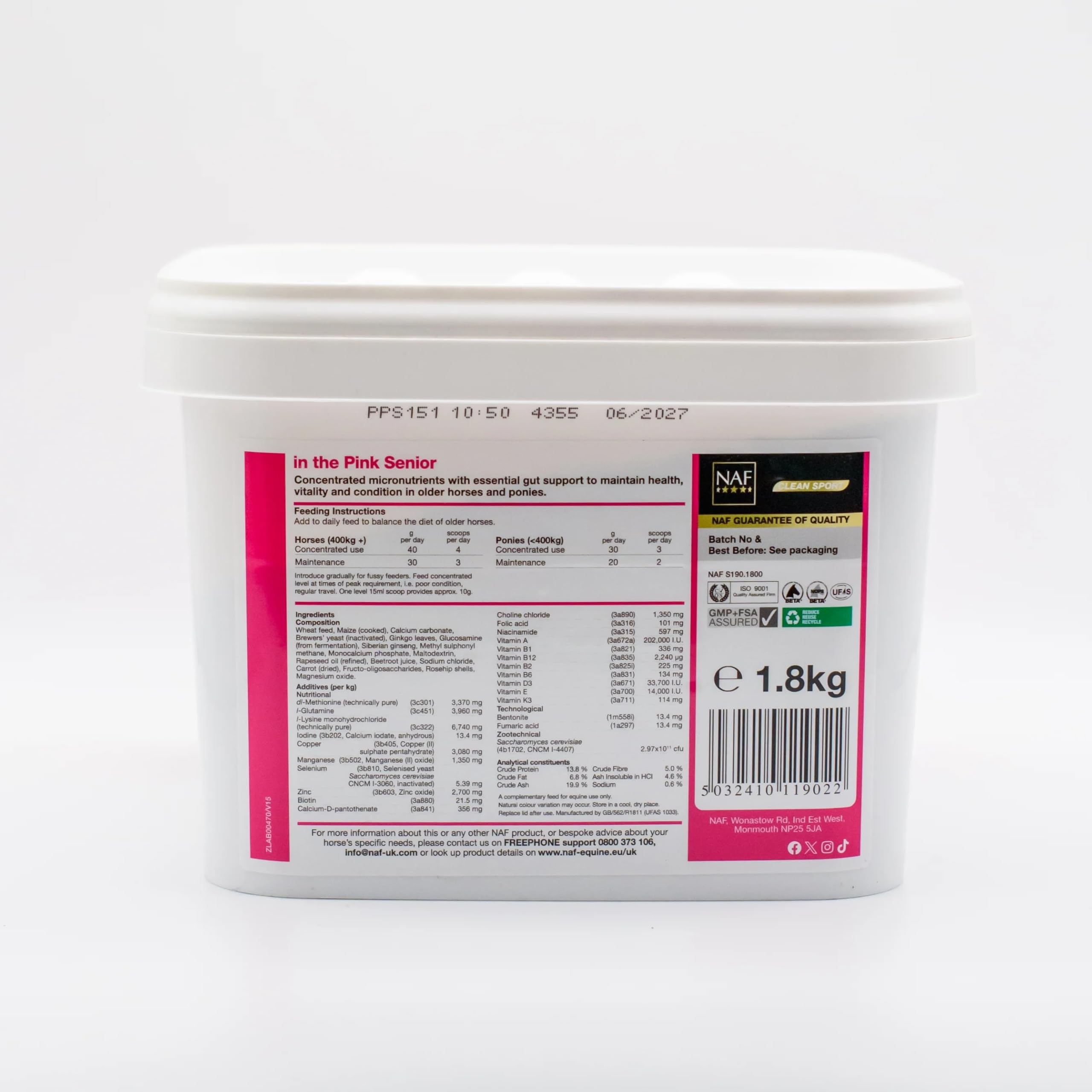 NAF In the Pink Senior 1,8kg – Erweiterte tägliche Unterstützung für ältere Pferde – Mit Präbiotika, Antioxidantien & Gelenkpflege – Fördert Vitalität, Verdauungsgesundheit & Beweglichkeit