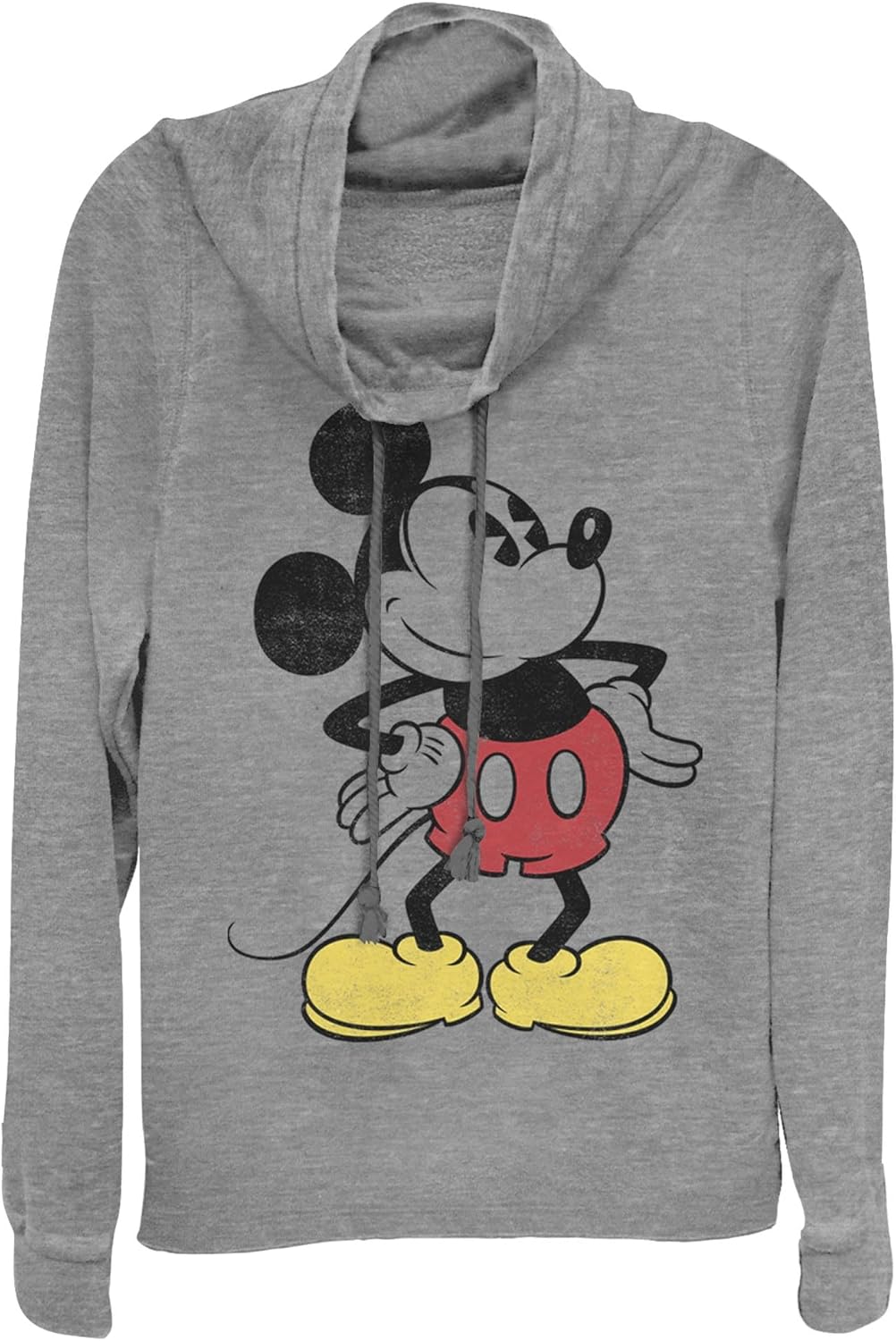 Disney Classic Neon Mickey Women's Cowl Neck Long Sleeve Knit Top