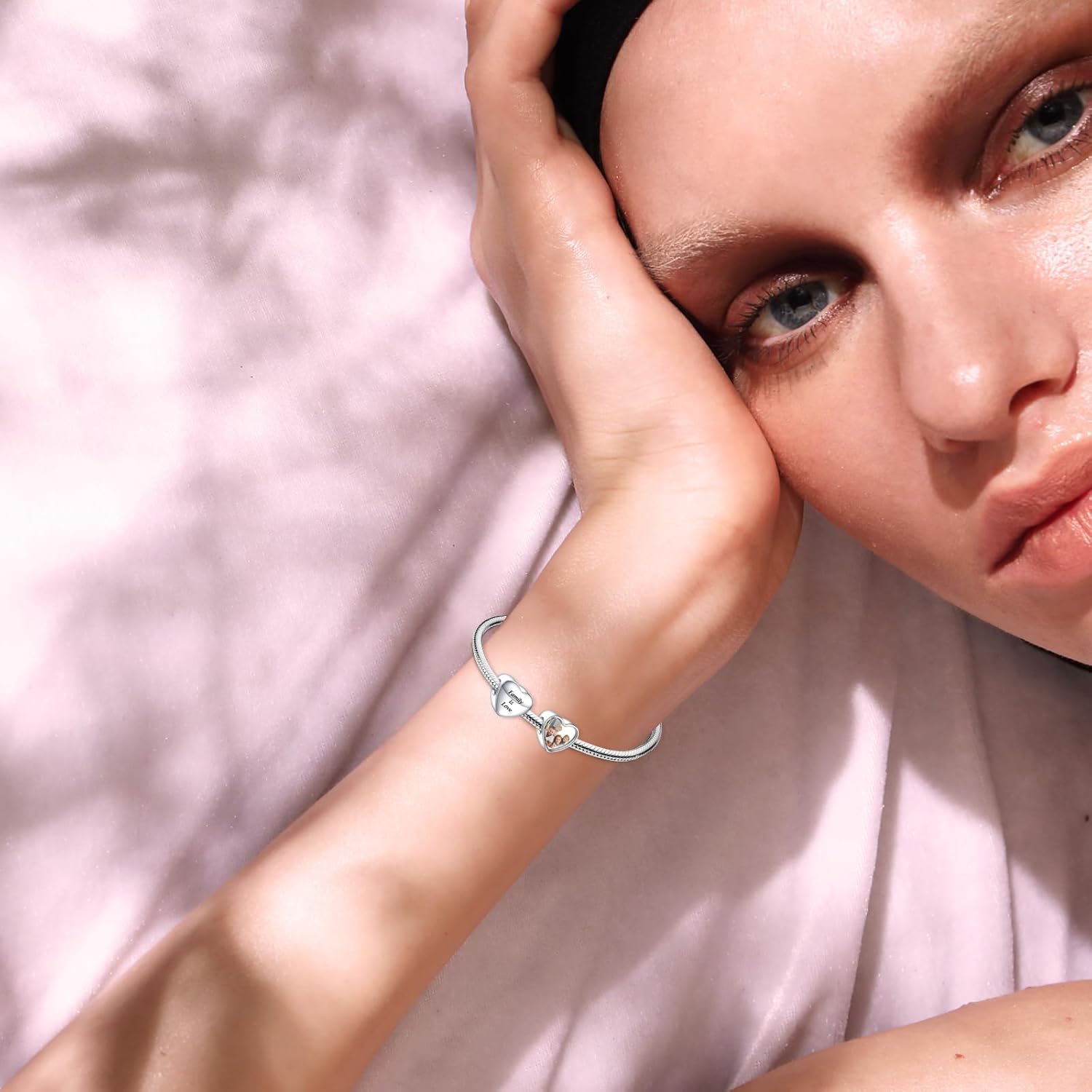 Annmors Personalized Custom Photo Charms 925 Sterling Silver Heart Shaped Engraved Bead for Bracelets Customize Picture Gift for Birthday Jewelry Fit Women Family - Image 5