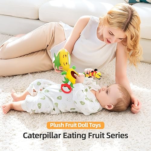 Miniatura 2 de Jollybaby Juguete de sonajero de frutas rellenas para cochecito, asiento de automóvil, cuna, juguete de piña sensorial Montessori con sonajero y