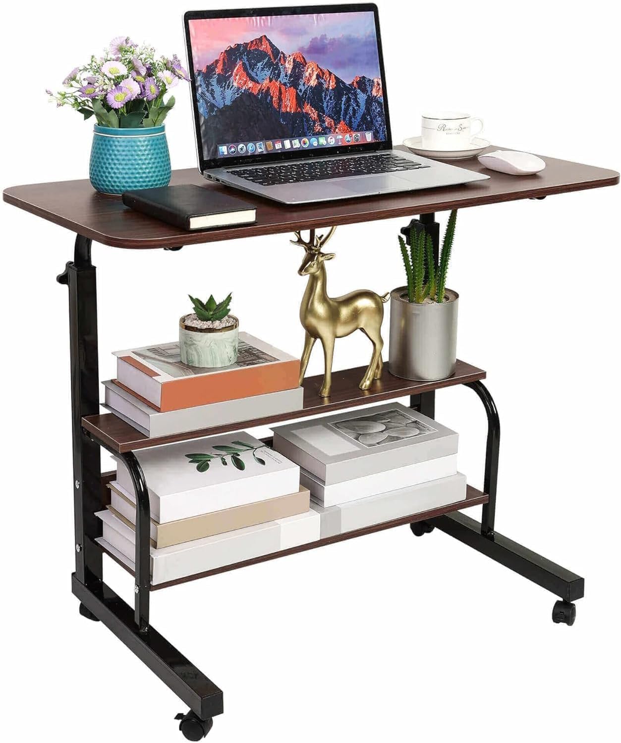 Office Desks for Home Study Desk Work Desk for Small Spaces Desk Computer Desk Stand Up Desks with Storage Portable Desk for Bedrooms Gaming Table Furniture Writing 31.5x15.7 Inch Brown