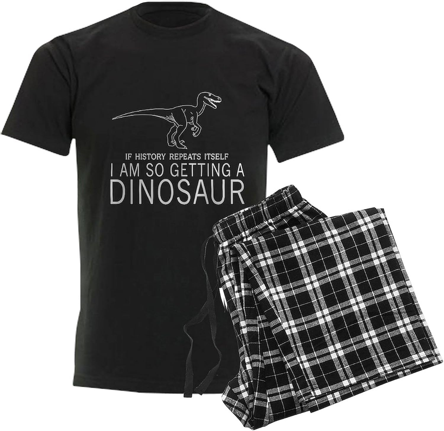 CafePress History Repeats Dinosaur Pajamas Novelty Men's Pajama Set, Comfortable PJ Sleepwear