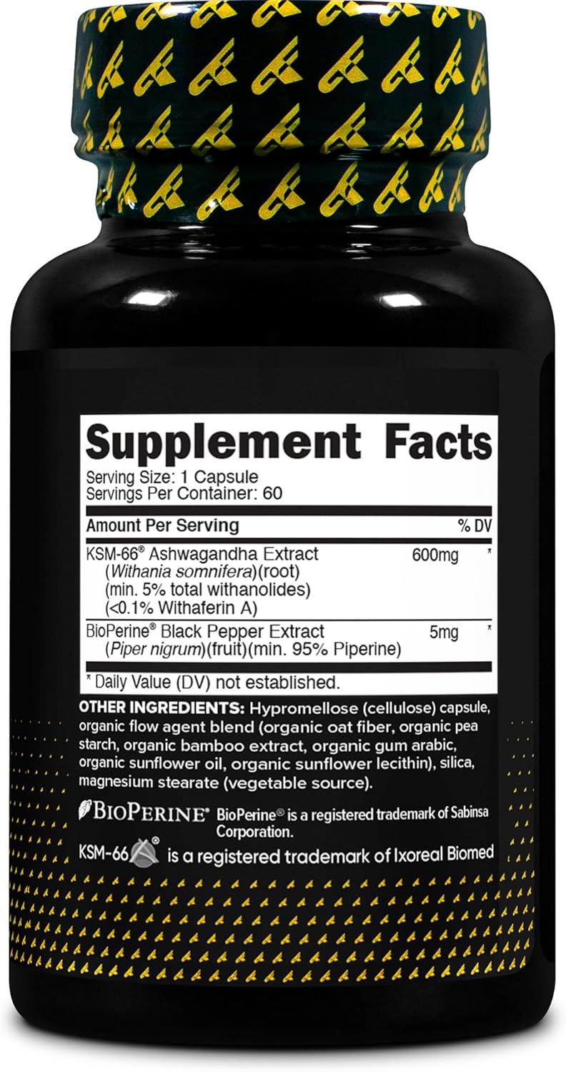 Primaforce KSM-66 Ashwagandha Root Extract (600mg) 60 Veggie Capsules - 5% Withanolides with BioPerine - Image 4