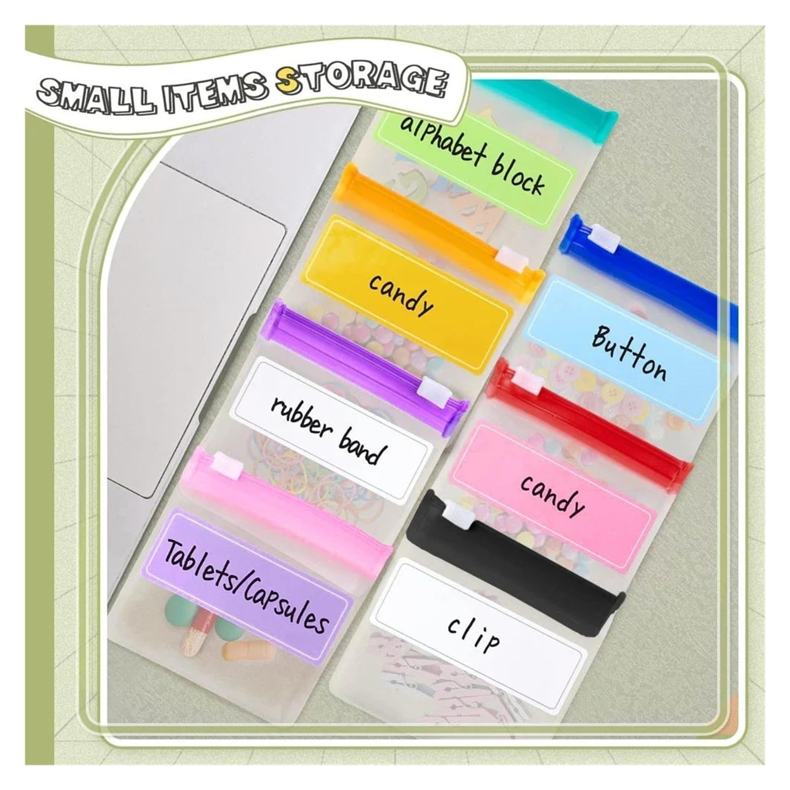 7/28 szt. Zippered Pill Pouch Set, wielokrotnego użytku, kolorowe torby podróżne z zamkiem błyskawicznym na witaminy, małe przedmioty (1)