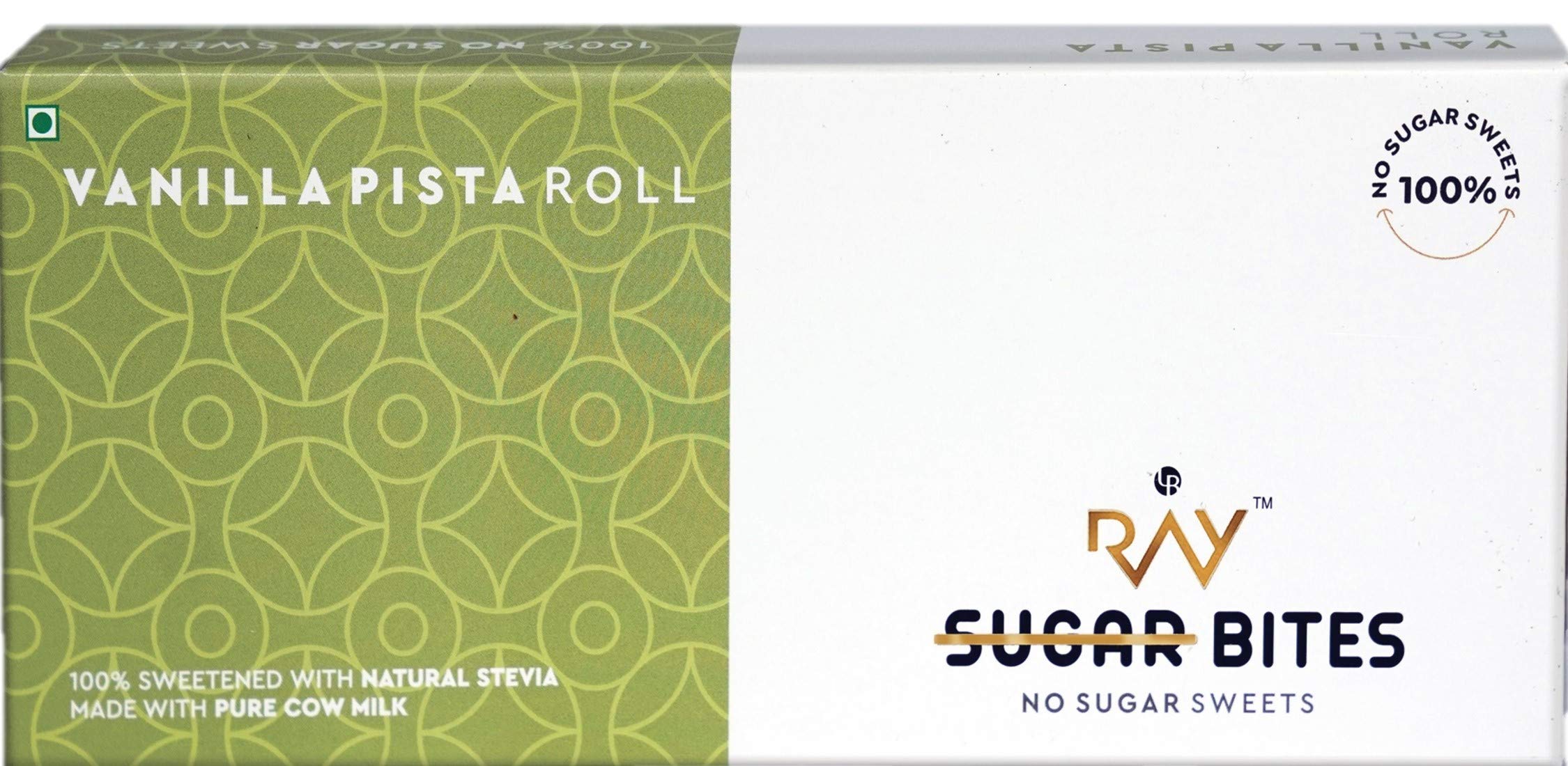 LB RAY No Sugar Bites Vanilla Pista Roll - 100% Sugar Free Sweets (200g)