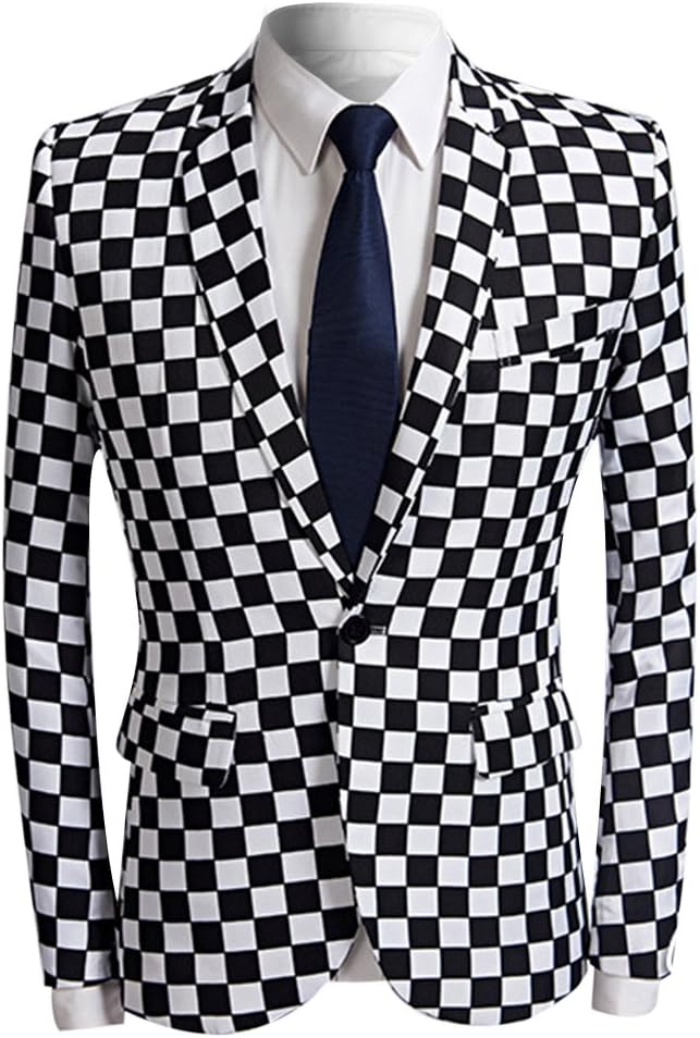 Cloudstyle Men’s Fashion Slim Fit Casual Print One Button Suit Jacket Blazer Cloudstyle Men’s Fashion Slim Fit Casual Print One Button Suit Jacket Blazer