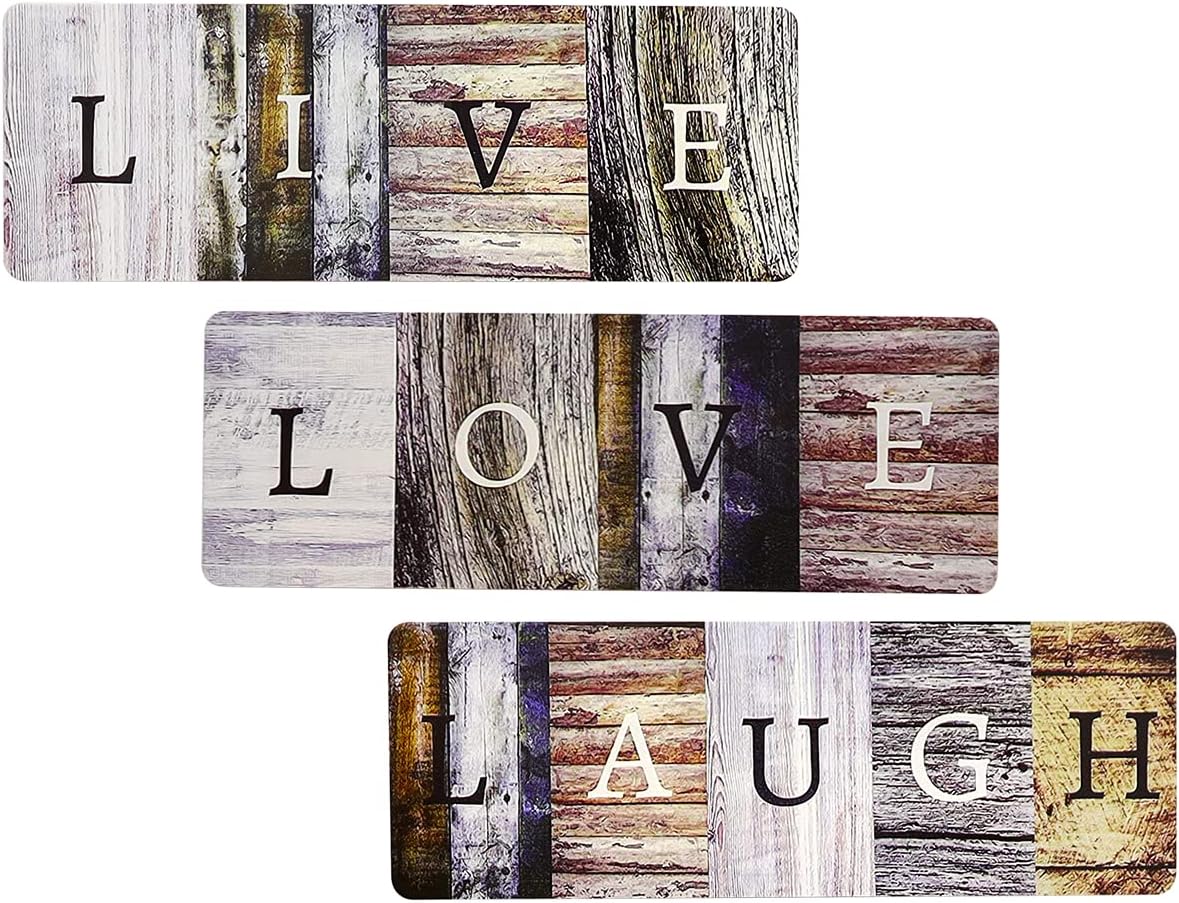 KITCADA Farmhouse Bathroom Kitchen Wall Decors, 17"W x 6"L (3 pcs Wooden), Rustic Home Wall Decor, Live Love Laugh : Home & Kitchen