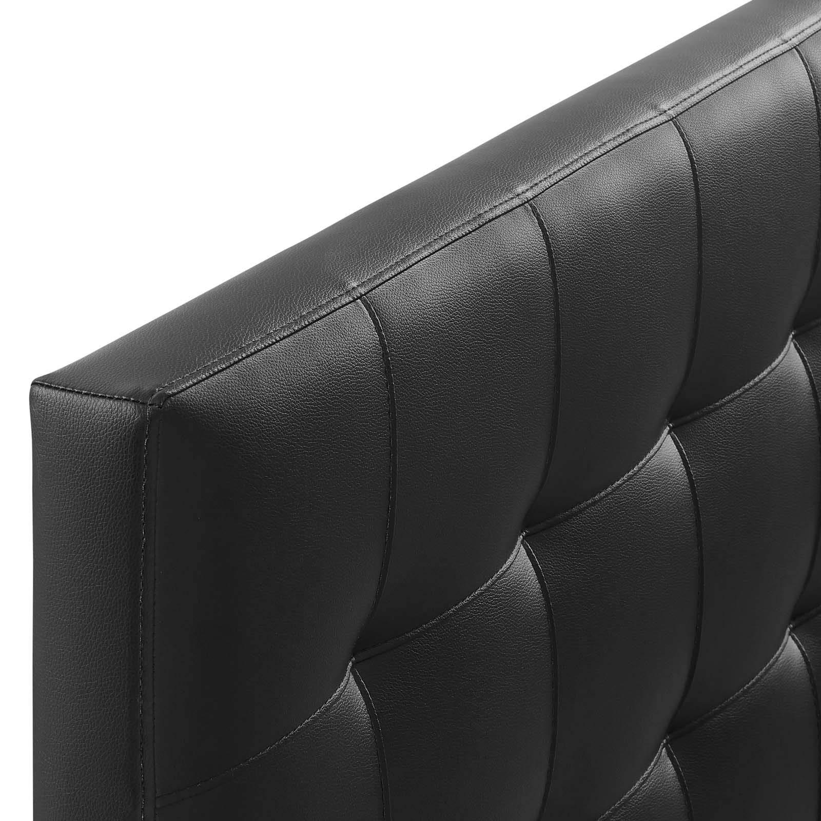 Lily Tufted Faux Leather Upholstered Full Headboard In Black
