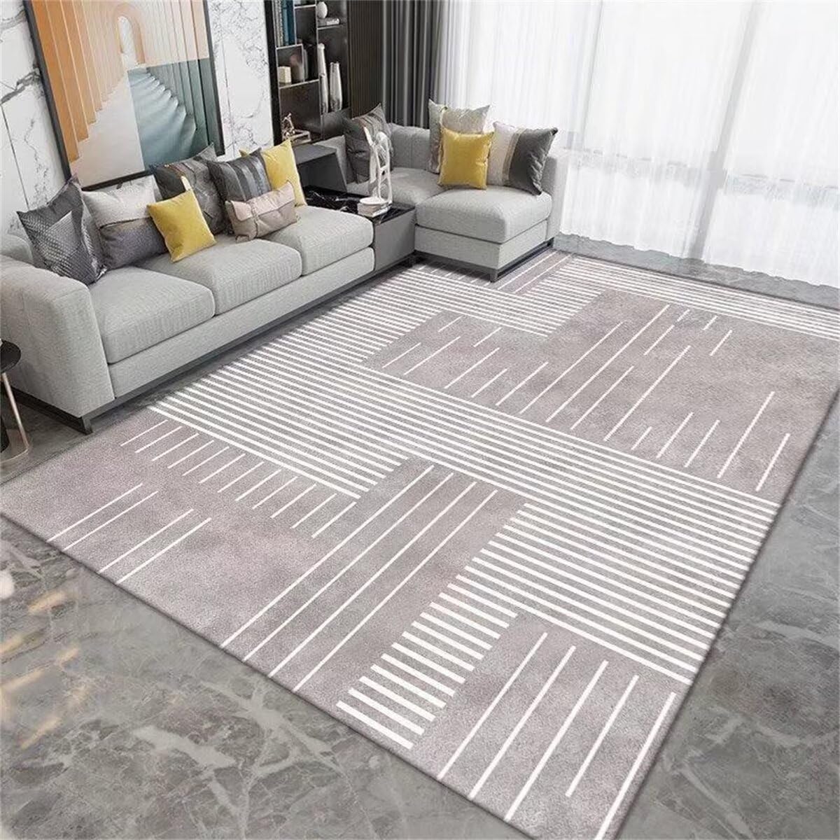 Tappeto Da Sala Aspira Tappeti Grigio Semplice Soggiorno Tappeto Divano Accessori Facile Cura Lavabile Tappeto Per Soggiorno 120X170CM