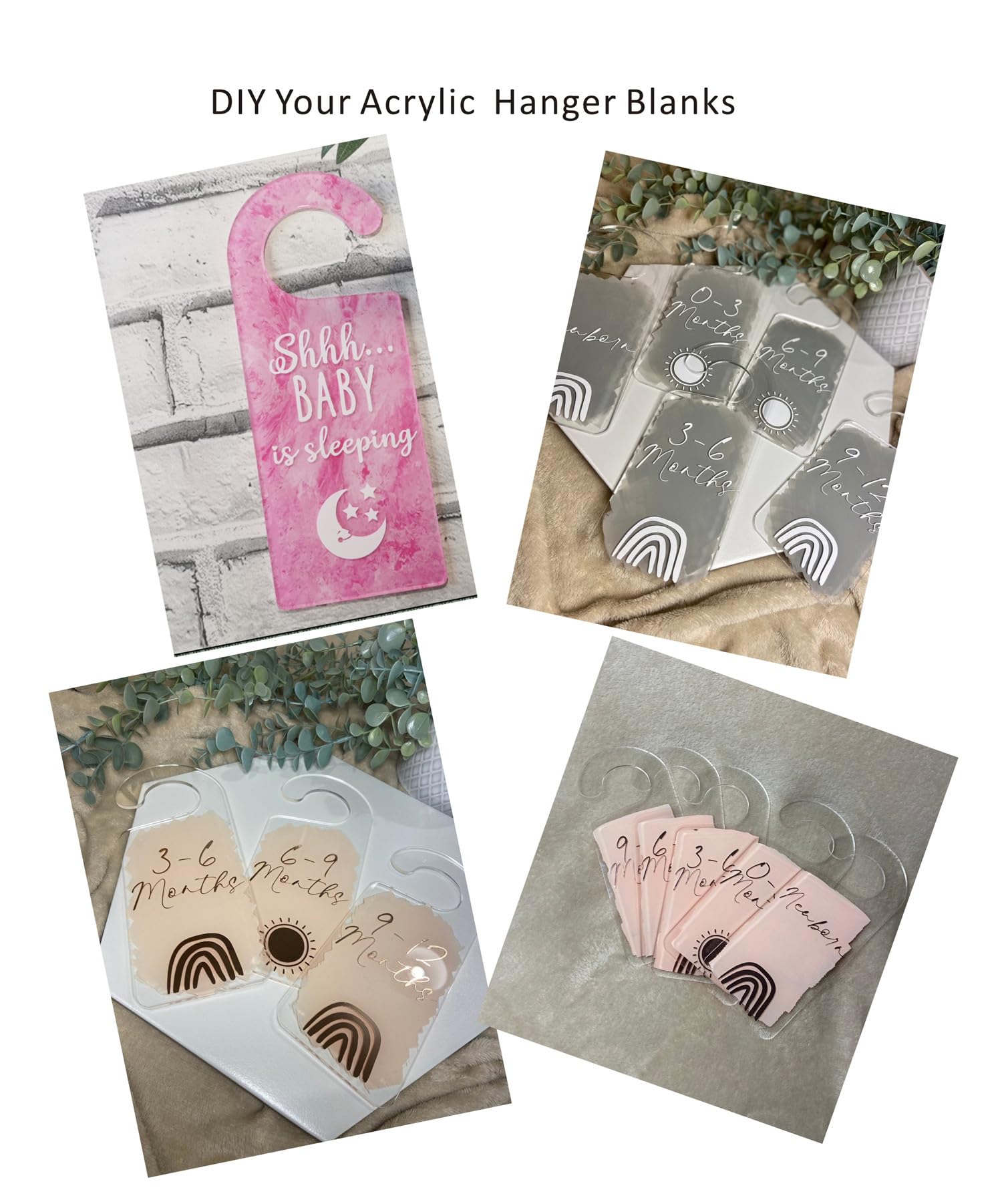 5pcs of Blank Acrylic Hangers,Custom Children Hanger Blank,DIY Plain Acrylic Clothes Divider,Dry Erase Kid Closet Organizers (White)