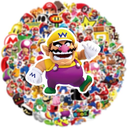 Miniatura 9 de 100 calcomanías de Super Mario, regalos de dibujos animados de Mario Bros para Kdis, calcomanías de vinilo impermeables para laptop de adolescentes,