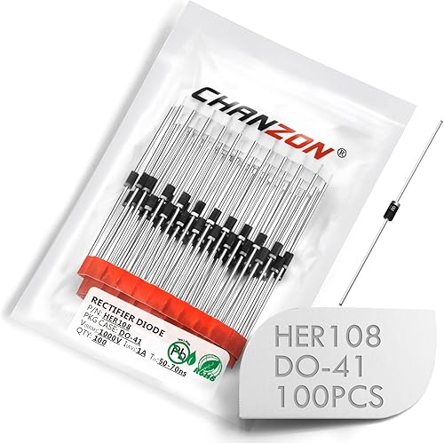 Miniatura 10 de Chanzon HER208 Diodo Rectificador de Alta Eficiencia 2A 1000V 50-70ns DO-15 (DO-204AC) Axial 2 Amp 1000V Diodos Electrónicos (100 unidades)