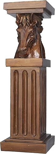 Deco 79 Mesa de pedestal tradicional de polipiedra, 8 pulgadas de largo x 9 pulgadas de ancho x 25 pulgadas de alto, marrón