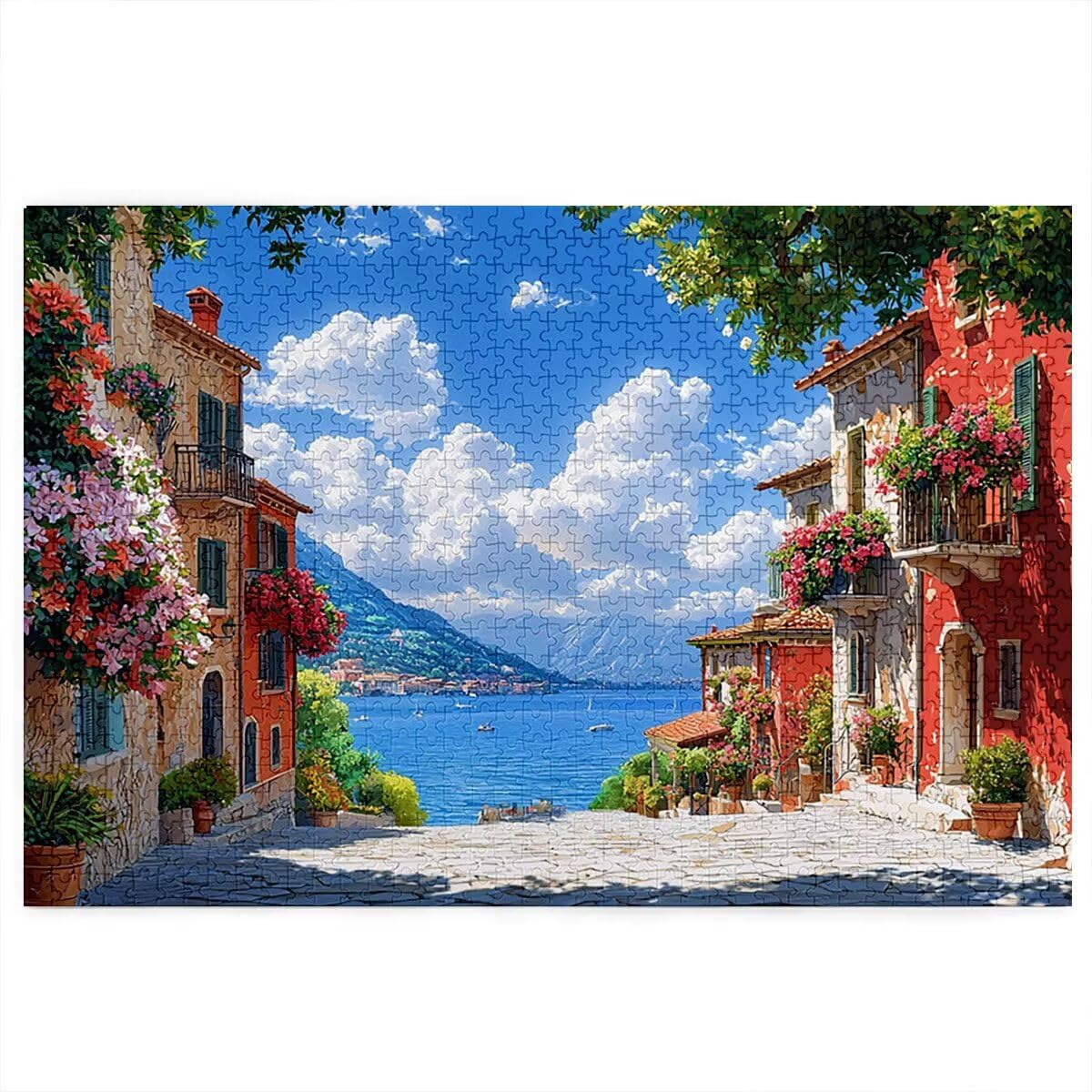 Puzzle 3000 elementów, Włochy, krajobraz, 3000 elementów, drewniane puzzle dla dorosłych, trudna łamigłówka, gra logiczna dla całej rodziny, drewniane puzzle do dekoracji salonu, na prezent, X-0