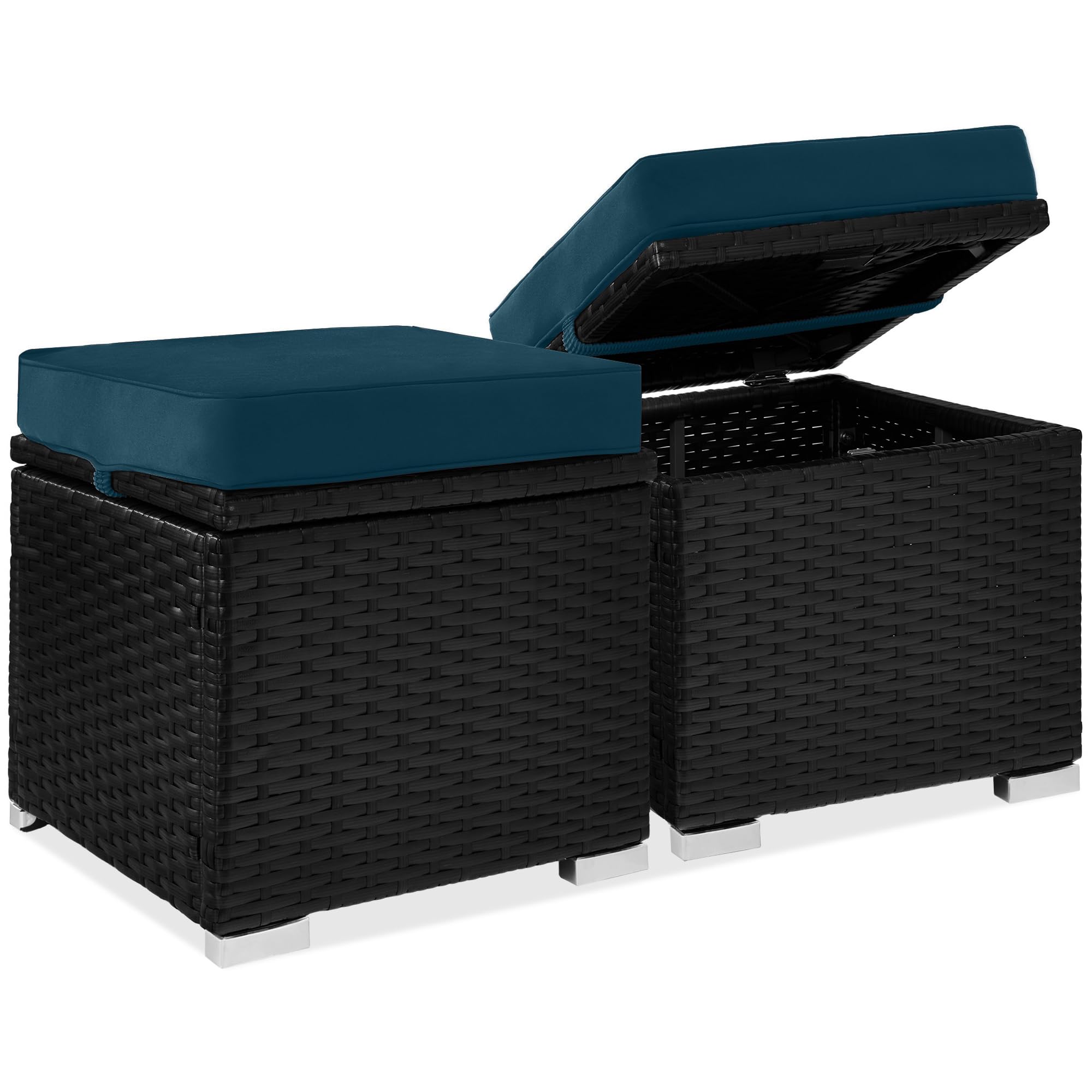 Best Choice Products Set of 2 Wicker Ottomans - patio seating | Mubboo