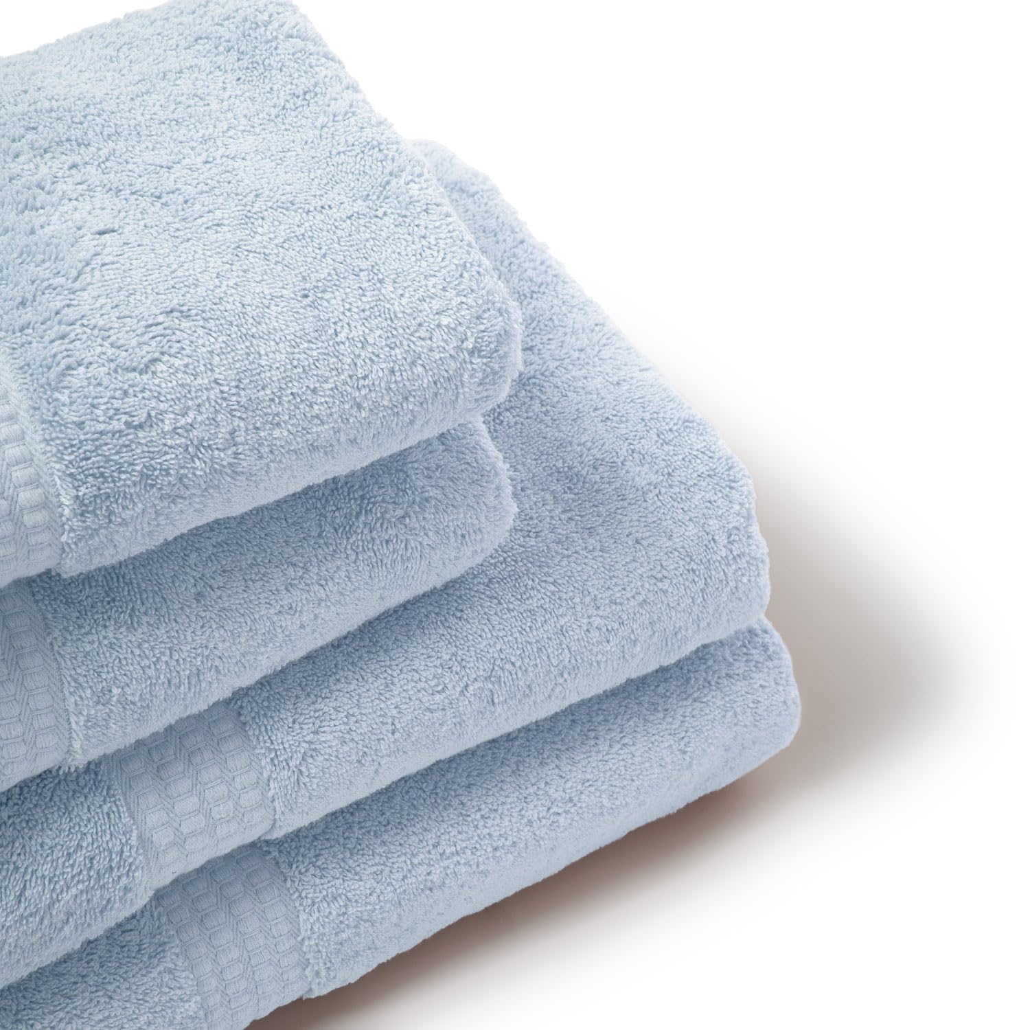 TRAMAS+ Toallas de Baño Grandes, Pack de 4 Toallas Premium 700 GR, 100% Algodón, Secado Rápido y Absorbente, 2 Toallas de 70x140 cm y 2 Toallas de 50x100, Celeste