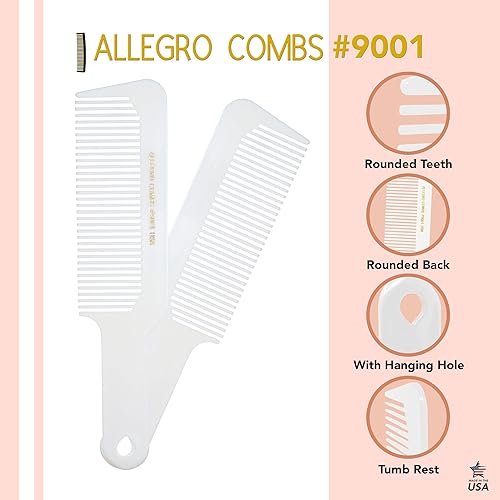 Miniatura 3 de Allegro Combs 9001 Peines de pelo con parte superior plana, peinetas para difuminar, para peluquería y adelgazamiento, flexibles, para mujeres,